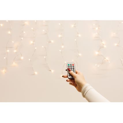 LED Dimbaar buitenshuis Kerst gordijn CURTAIN 360xLED/8,4W/230V 2x2 m IP44 warm wit + afstandsbediening
