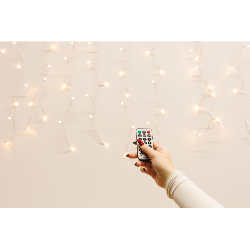 LED Dimbaar buitenshuis Kerst gordijn CURTAIN 360xLED/8,4W/230V 2x2 m IP44 warm wit + afstandsbediening
