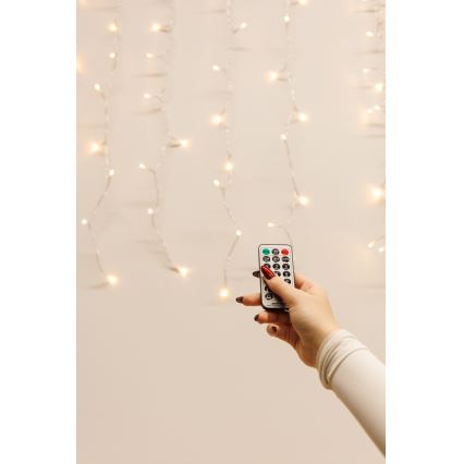 LED Dimbaar buitenshuis Kerst gordijn CURTAIN 360xLED/8,4W/230V 2x2 m IP44 warm wit + afstandsbediening