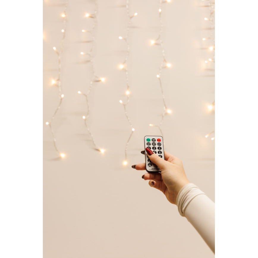 LED Dimbaar buitenshuis Kerst gordijn CURTAIN 360xLED/8,4W/230V 2x2 m IP44 warm wit + afstandsbediening