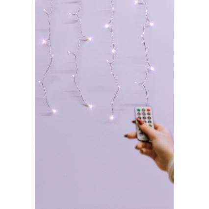 LED Dimbaar buitenshuis Kerst gordijn CURTAIN 360xLED/8,4W/230V 2x2 m IP44 warm wit + afstandsbediening