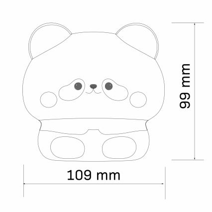 LED Dimbaar children's aanraken lamp PANDA LED/2W/3,7V 1200 mAh
