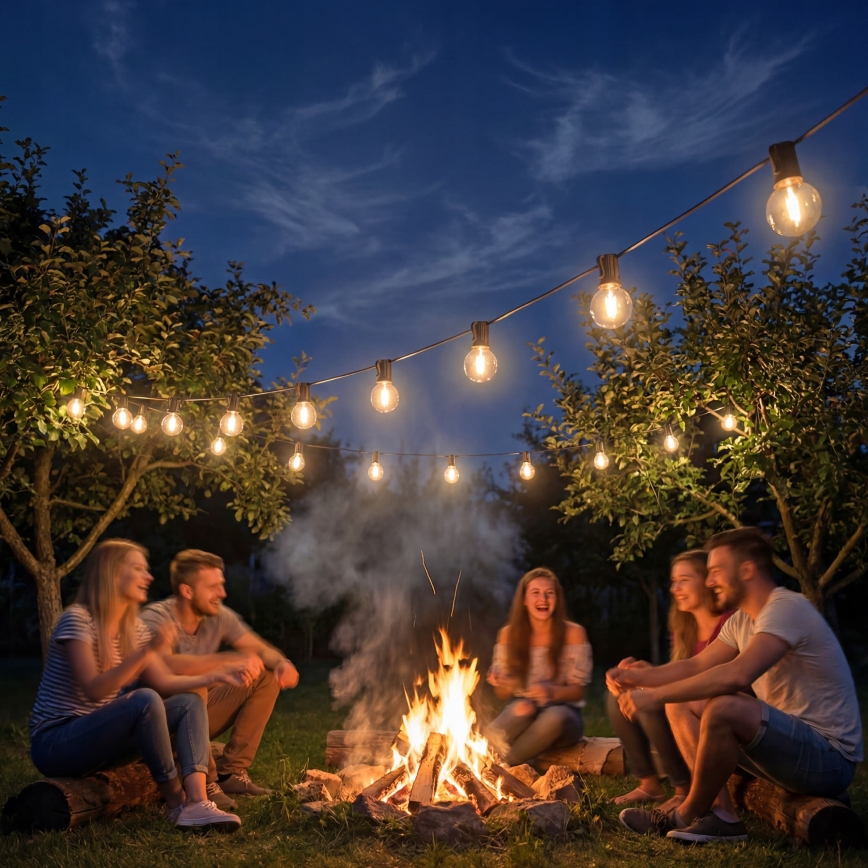 Dimbaar LED buiten decoratief lichtsnoer 36xE12/1W/24/230V 22,35 m IP65 zwart + afstandsbediening