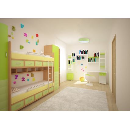 LED Dimbare Kinderplafondlamp SMART GALAXY KIDS LED/24W/230V 3000-6500K stippen groen/wit + afstandsbediening