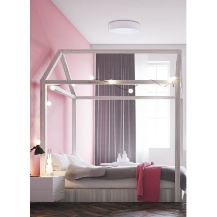 LED Dimbare Kinderplafondlamp SMART GALAXY KIDS LED/24W/230V 3000-6500K sterretjes roze/wit + afstandsbediening