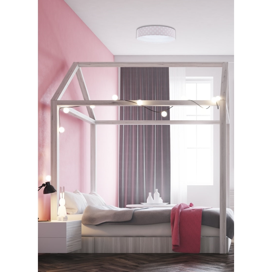 LED Dimbare Kinderplafondlamp SMART GALAXY KIDS LED/24W/230V 3000-6500K sterretjes roze/wit + afstandsbediening