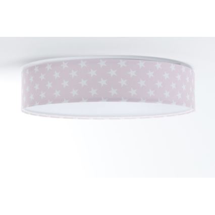 LED Dimbare Kinderplafondlamp SMART GALAXY KIDS LED/24W/230V 3000-6500K sterretjes roze/wit + afstandsbediening
