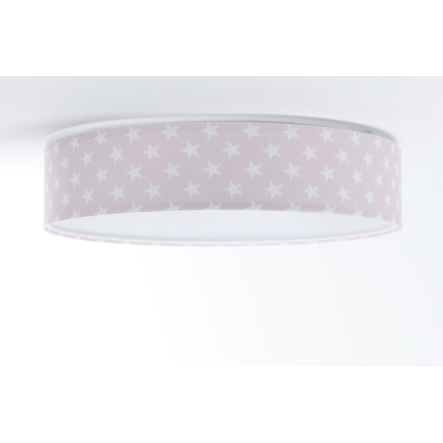 LED Dimbare Kinderplafondlamp SMART GALAXY KIDS LED/24W/230V 3000-6500K sterretjes roze/wit + afstandsbediening