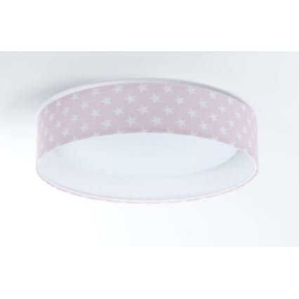 LED Dimbare Kinderplafondlamp SMART GALAXY KIDS LED/24W/230V 3000-6500K sterretjes roze/wit + afstandsbediening