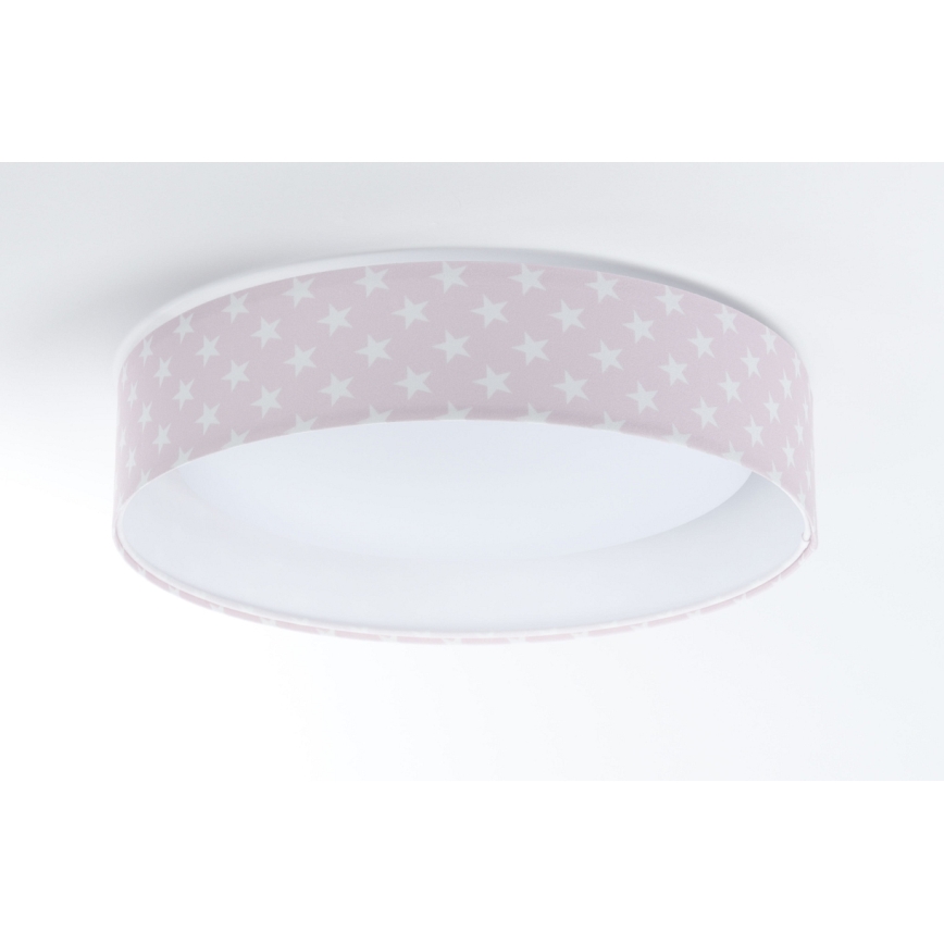 LED Dimbare Kinderplafondlamp SMART GALAXY KIDS LED/24W/230V 3000-6500K sterretjes roze/wit + afstandsbediening