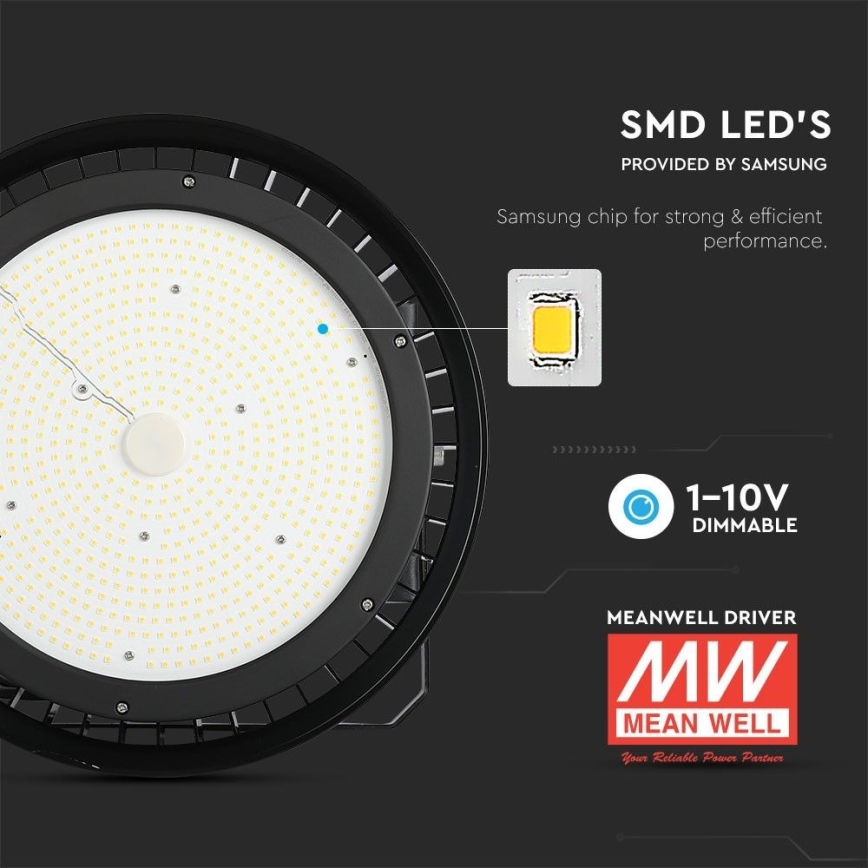 LED Dimbaar heavy-duty lamp High Bay LED/500W/230V 4000K IP65 zwart