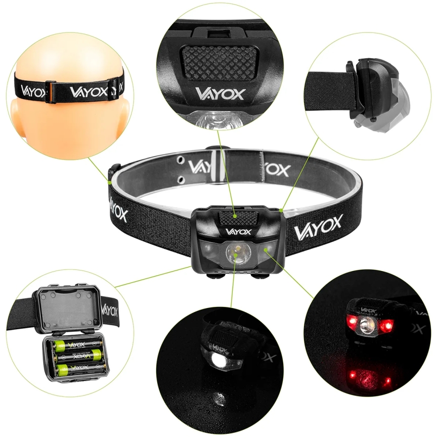 LED Dimbaar hoofdlamp 3xLED/3xAAA IPX4 100 glanzend