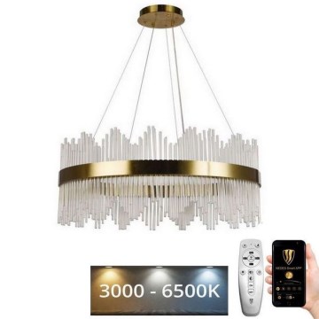 LED Dimbaar kristal Hanglamp aan een touw LED/110W/230V 3000-6500K goud + afstandsbediening