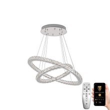 LED Dimbaar kristal Hanglamp aan een touw LED/115W/230V 3000-6500K zilver + afstandsbediening