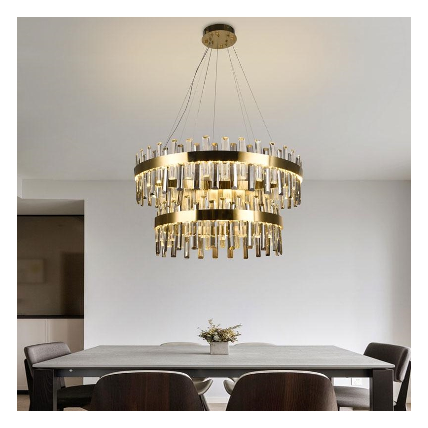 LED Dimbaar kristal Hanglamp aan een touw LED/190W/230V 3000-6500K + afstandsbediening