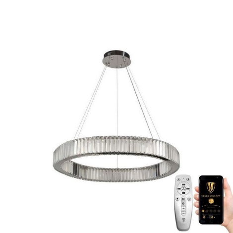 LED Dimbaar kristal Hanglamp aan een touw LED/50W/230V 3000-6500K chroom + afstandsbediening