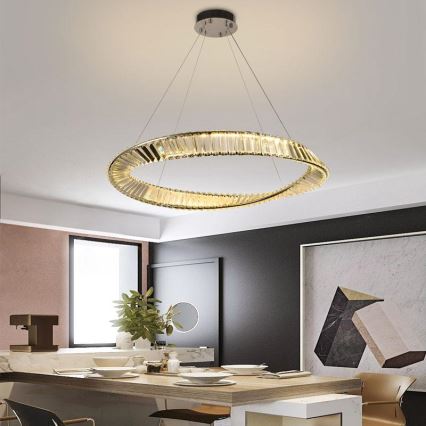 LED Dimbaar kristal Hanglamp aan een touw LED/50W/230V 3000-6500K + afstandsbediening