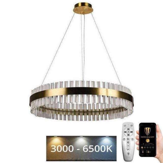 LED Dimbaar kristal Hanglamp aan een touw LED/55W/230V 3000-6500K + afstandsbediening