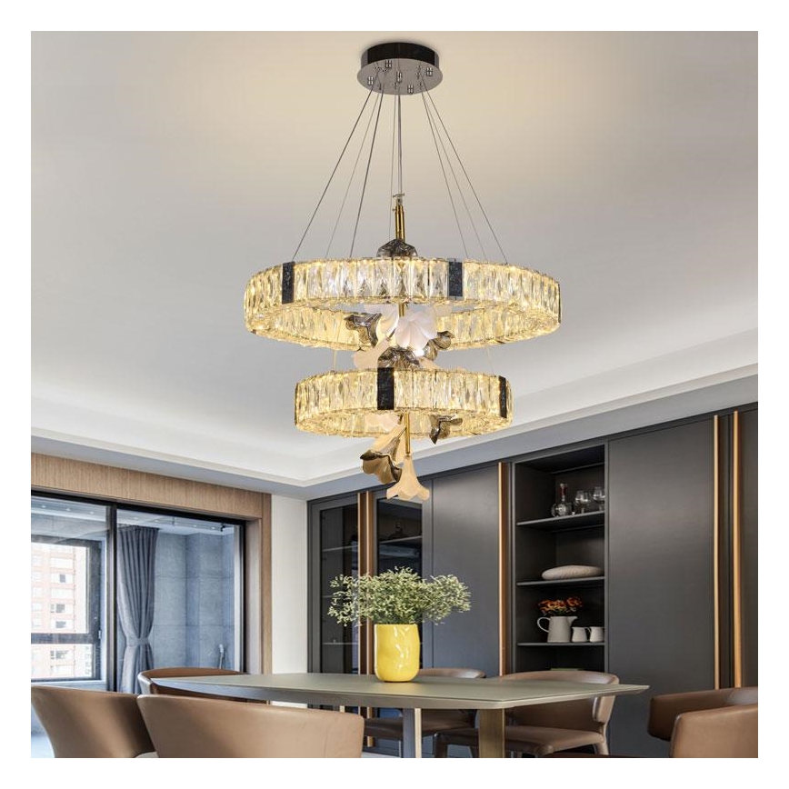LED Dimbaar kristal Hanglamp aan een touw LED/70W/230V 3000-6500K + afstandsbediening