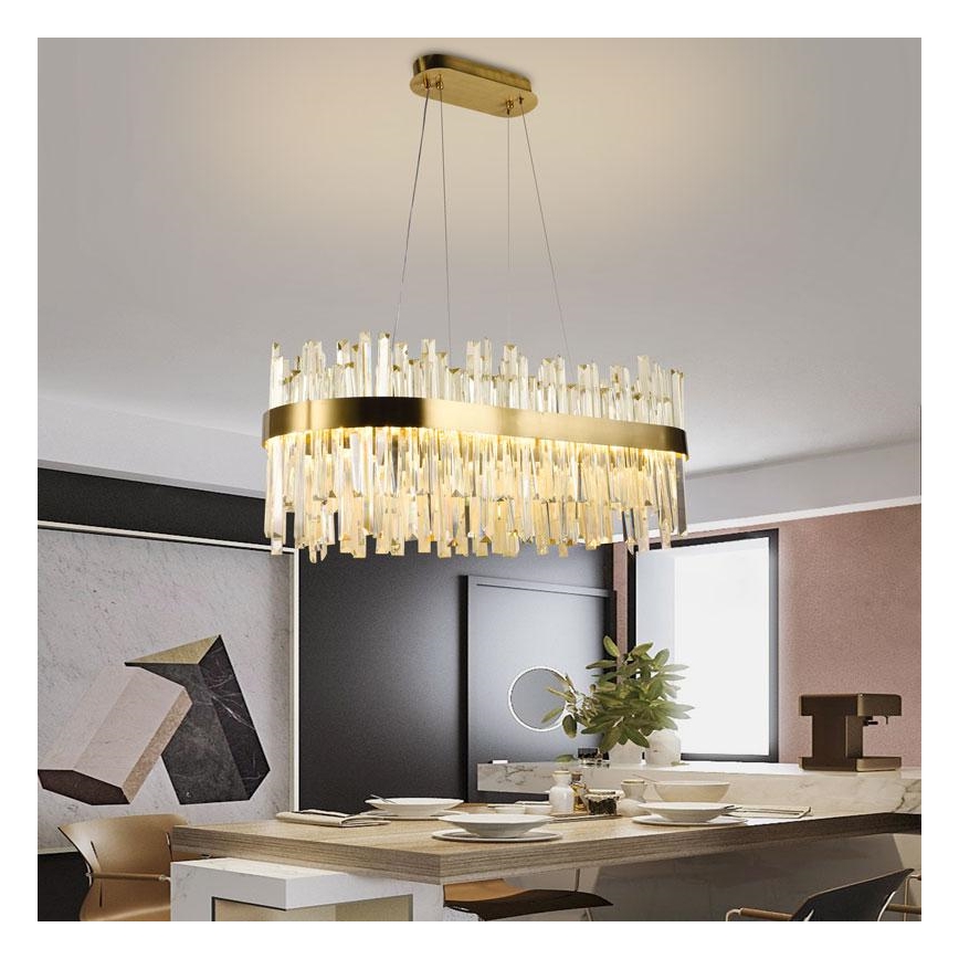 LED Dimbaar kristal Hanglamp aan een touw LED/90W/230V 3000-6500K + afstandsbediening