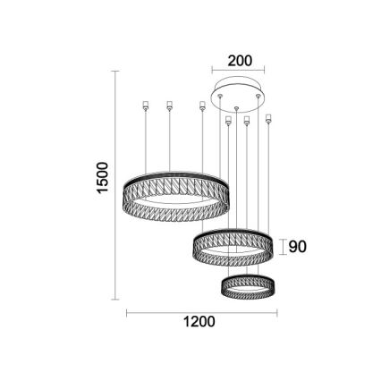 LED-dimbare kristallen kroonluchter met kabelophanging THALIA LED/120W/230V 3000-6000K + afstandsbediening