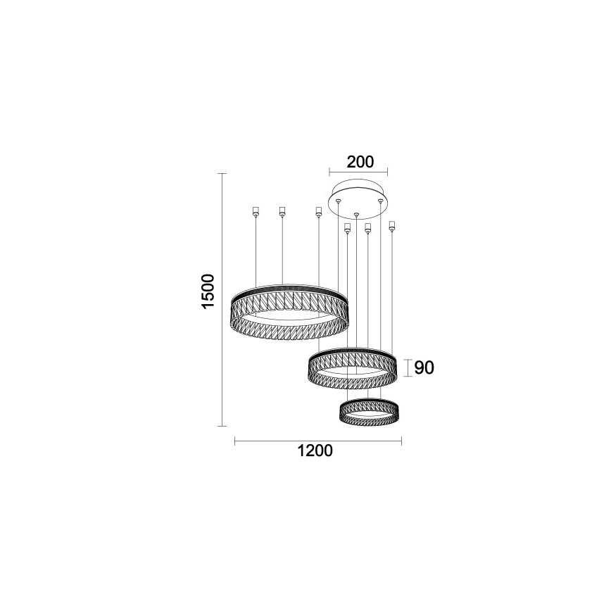 LED-dimbare kristallen kroonluchter met kabelophanging THALIA LED/120W/230V 3000-6000K + afstandsbediening