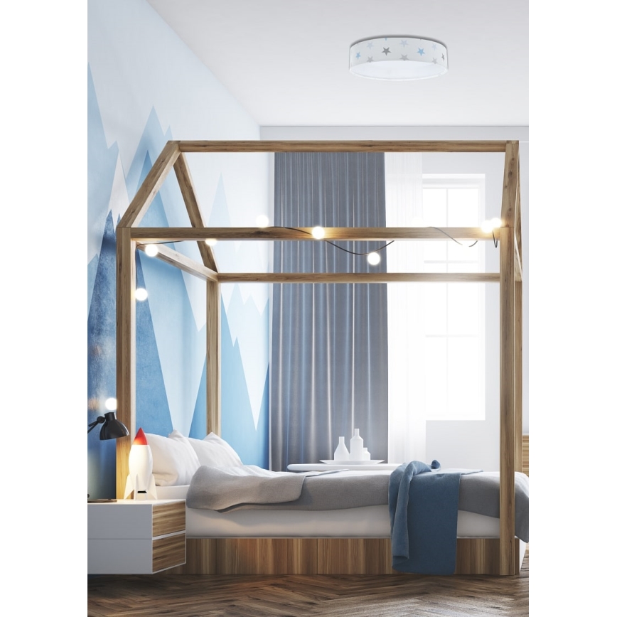 LED dimbare plafondlamp SMART GALAXY KIDS LED/24W/230V 3000-6500K sterren wit/grijs/blauw + afstandsbediening