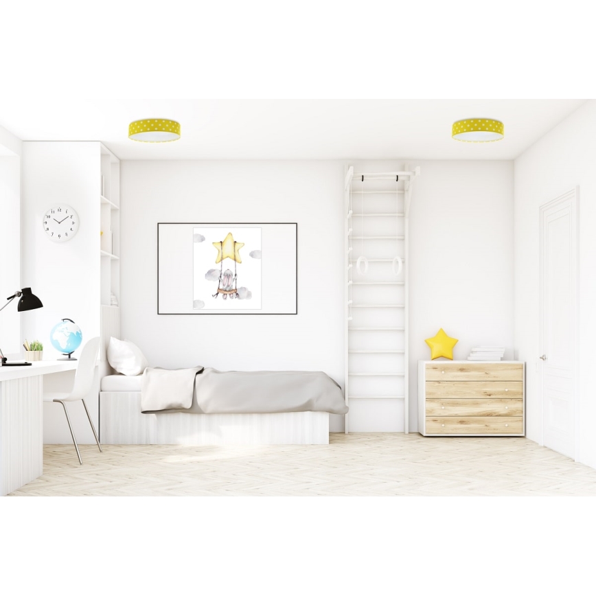 LED dimbare plafondlamp SMART GALAXY KIDS LED/24W/230V 3000-6500K stippen geel/wit + afstandsbediening