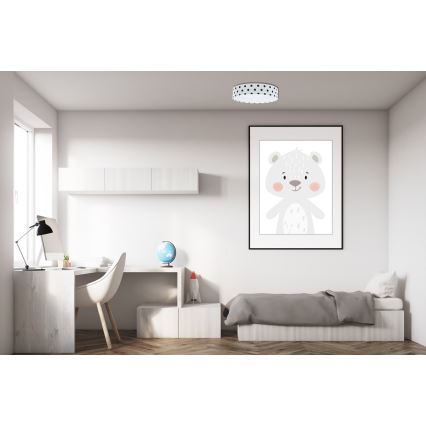 LED dimbare plafondlamp SMART GALAXY KIDS LED/24W/230V 3000-6500K stippen wit/zwart + afstandsbediening