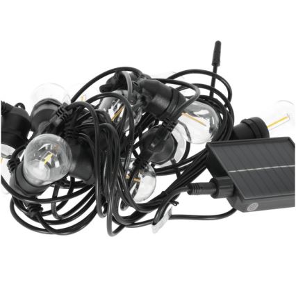 LED-dimbare op zonne-energie decoratieve lichtsnoer STARLIGHT NEO 10xE27/3,7V 2700K IP54 1200 mAh 11,5m + afstandsbediening