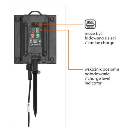 LED-dimbare op zonne-energie decoratieve lichtsnoer STARLIGHT NEO 10xE27/3,7V 2700K IP54 1200 mAh 11,5m + afstandsbediening