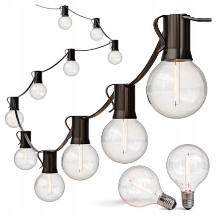 LED-dimbare buiten decoratieve lichtsnoer 25xE12/1W/24/230V 17,5 m IP65 zwart + afstandsbediening