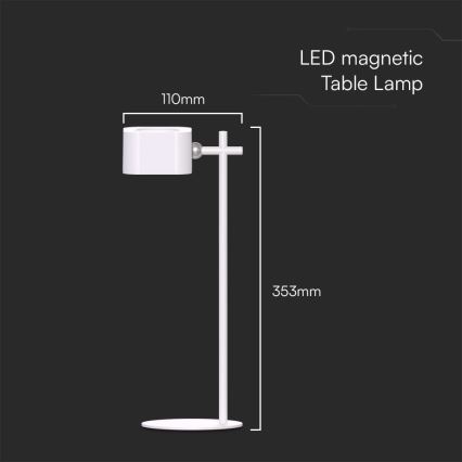 LED Dimbaar magnetic rechargeable tafellamp 4in1 LED/3W/5V 3000-6000K 1800 mAh wit