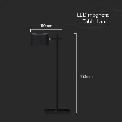 LED Dimbaar magnetic rechargeable tafellamp 4in1 LED/3W/5V 3000-6000K 1800 mAh zwart