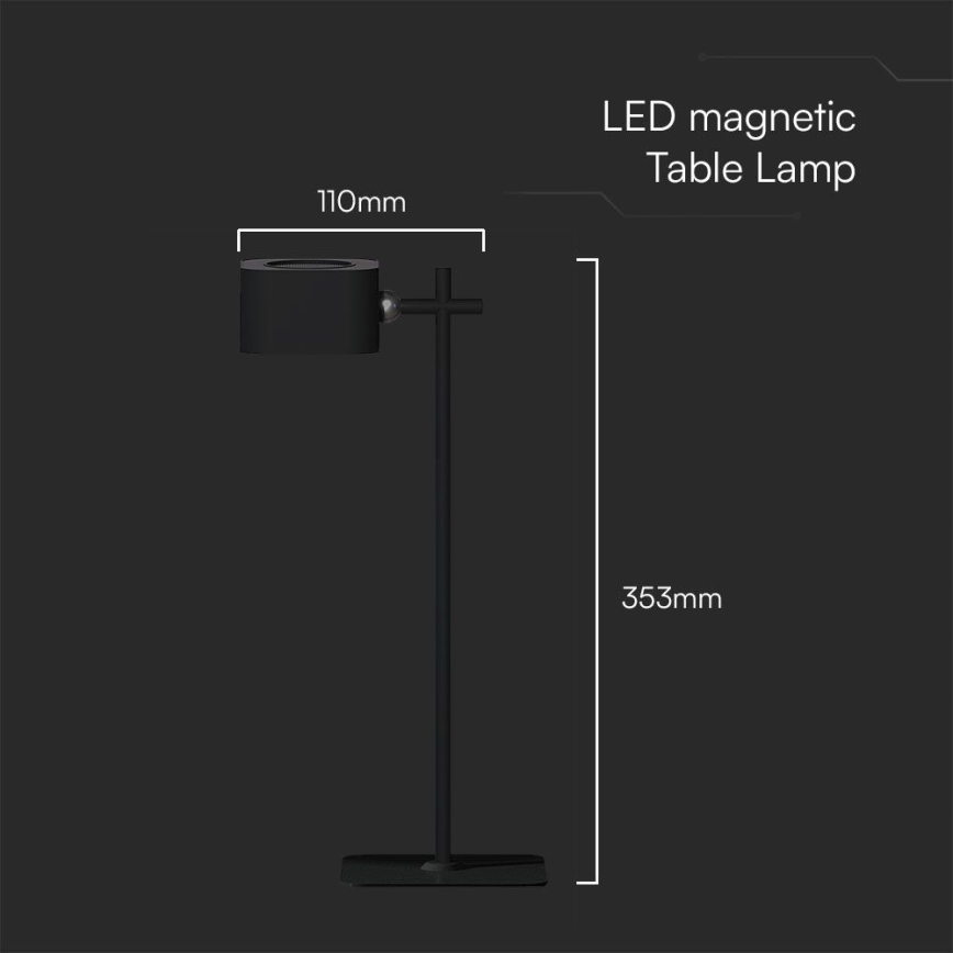 LED Dimbaar magnetic rechargeable tafellamp 4in1 LED/3W/5V 3000-6000K 1800 mAh zwart