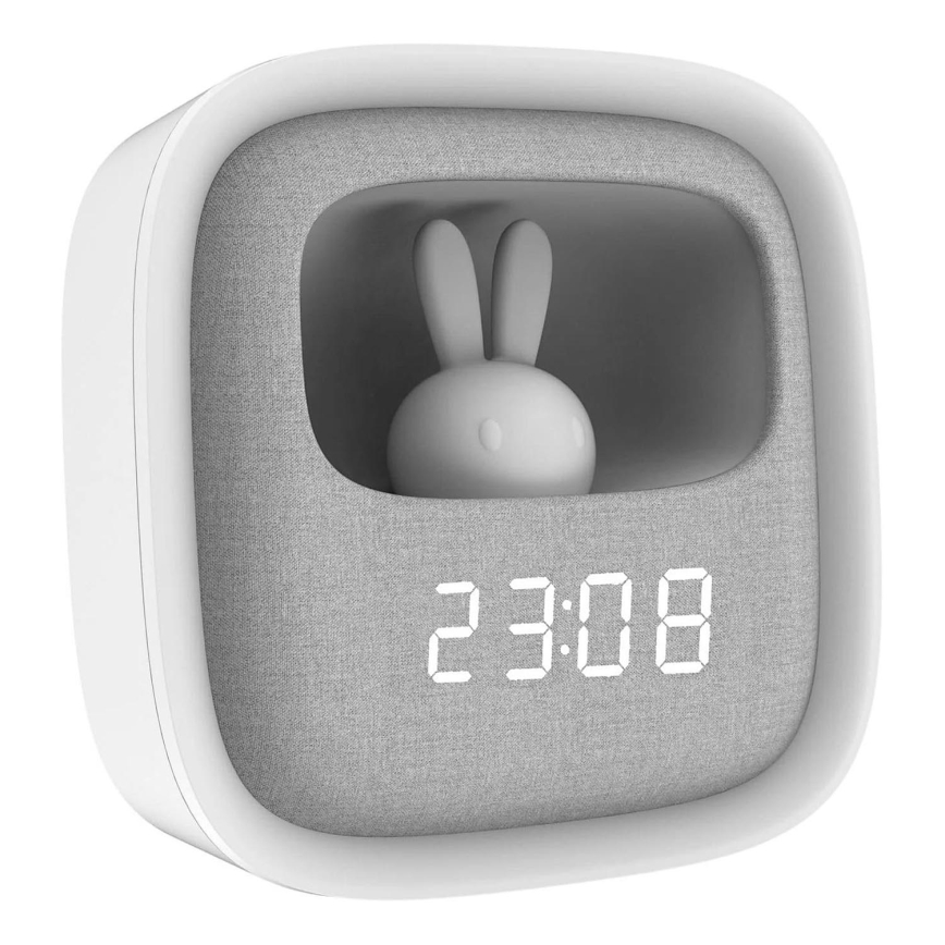 LED Dimbaar nachtlampje met wekker BUNNY LED/1,2W/5V 3000K