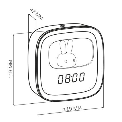LED Dimbaar nachtlampje met wekker BUNNY LED/1,2W/5V 3000K