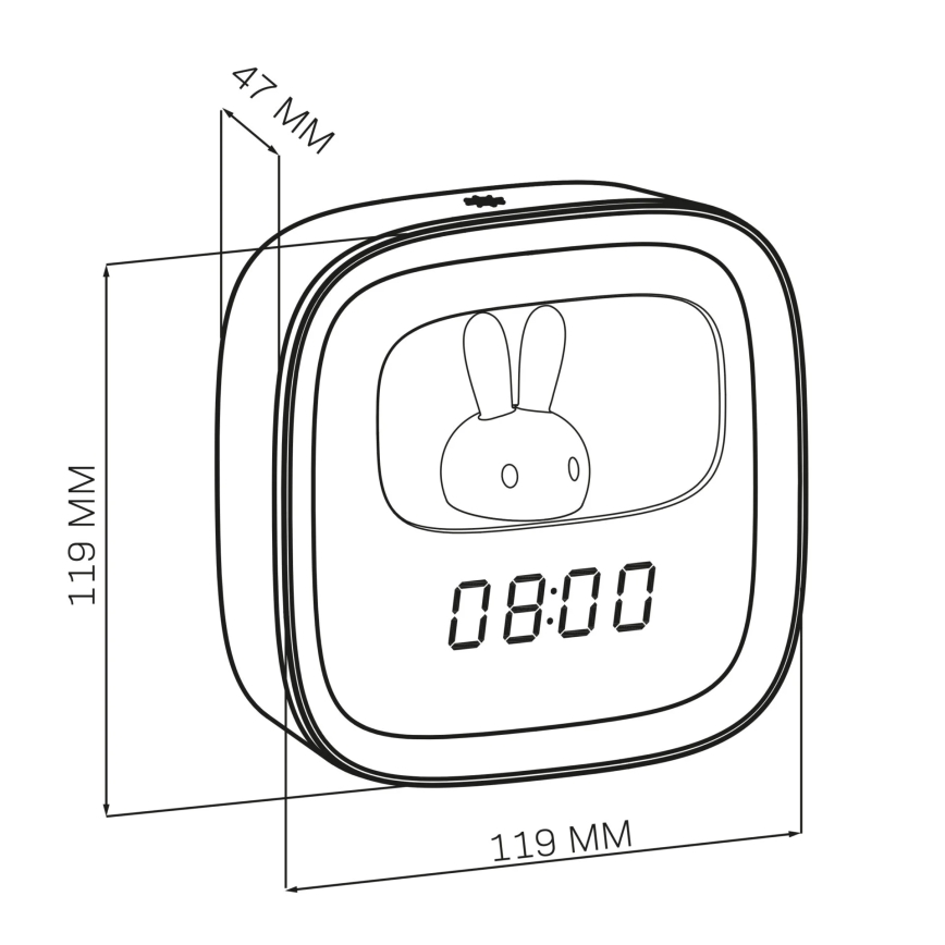 LED Dimbaar nachtlampje met wekker BUNNY LED/1,2W/5V 3000K