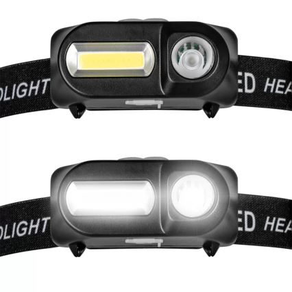 LED Dimbaar oplaadbaar hoofdlamp 2xLED/5V IP44 210 glanzend 2000 mAh