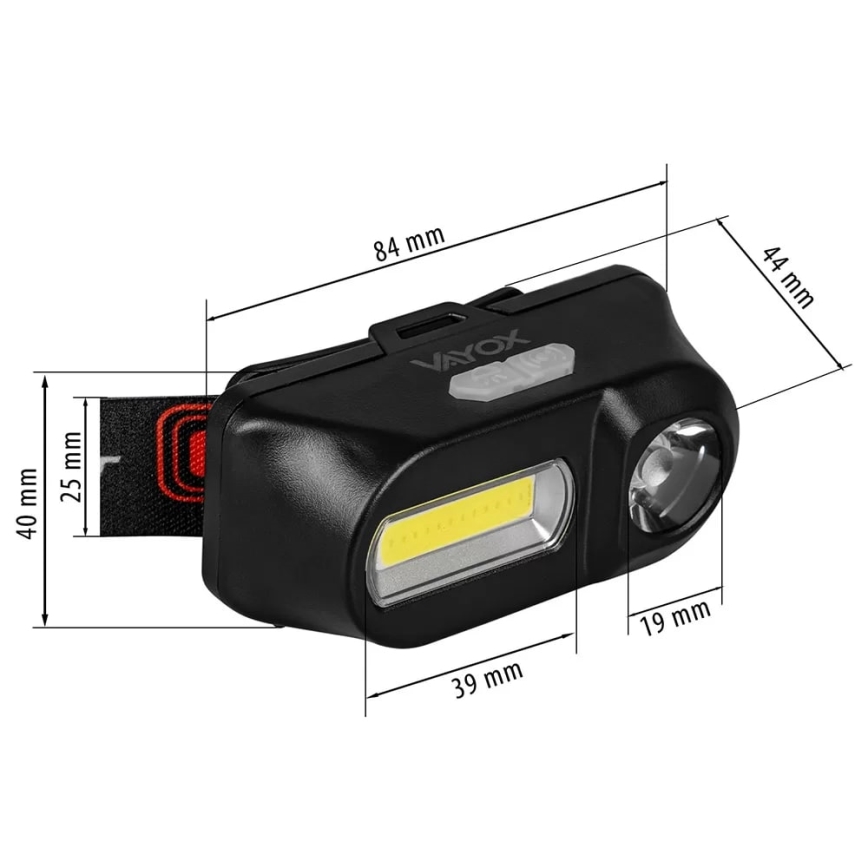 LED Dimbaar oplaadbaar hoofdlamp 2xLED/5V IP44 210 glanzend 2000 mAh