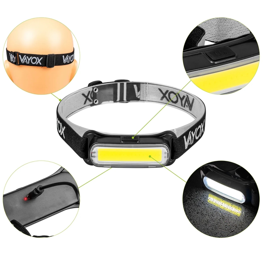 LED Dimbaar oplaadbaar hoofdlamp LED/5V IPX4 300 glanzend 1200 mAh