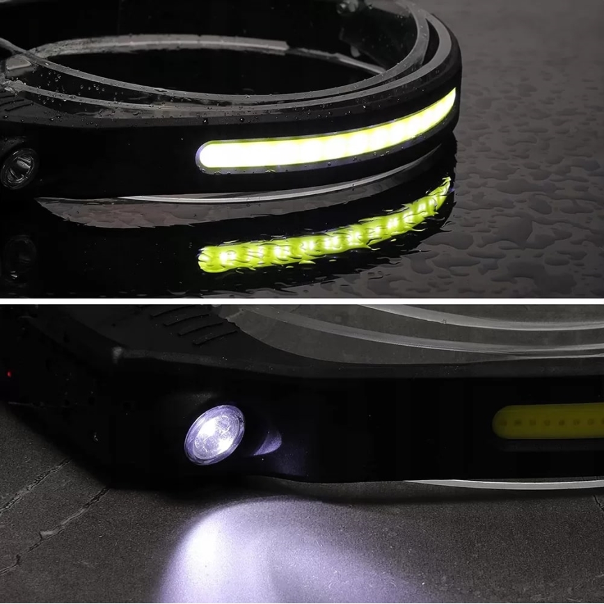 LED Dimbaar oplaadbaar hoofdlamp met sensor 2xLED/5V IP44 350 glanzend 1200 mAh
