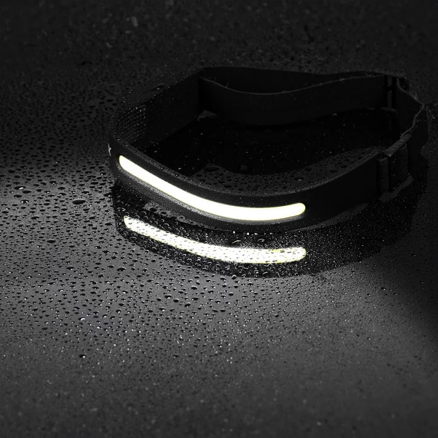 LED Dimbaar oplaadbaar hoofdlamp met sensor 2xLED/5V IP44 350 glanzend 1200 mAh