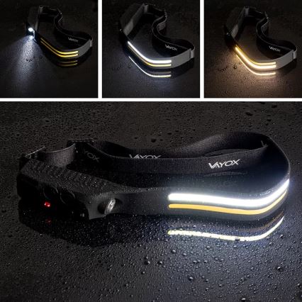 LED Dimbaar oplaadbaar hoofdlamp met sensor 3xLED/5V IP44 300 glanzend 1200 mAh