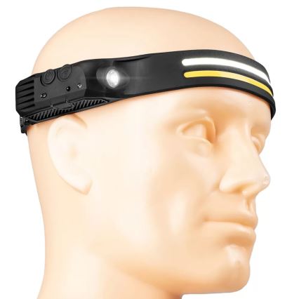 LED Dimbaar oplaadbaar hoofdlamp met sensor 3xLED/5V IP44 300 glanzend 1200 mAh