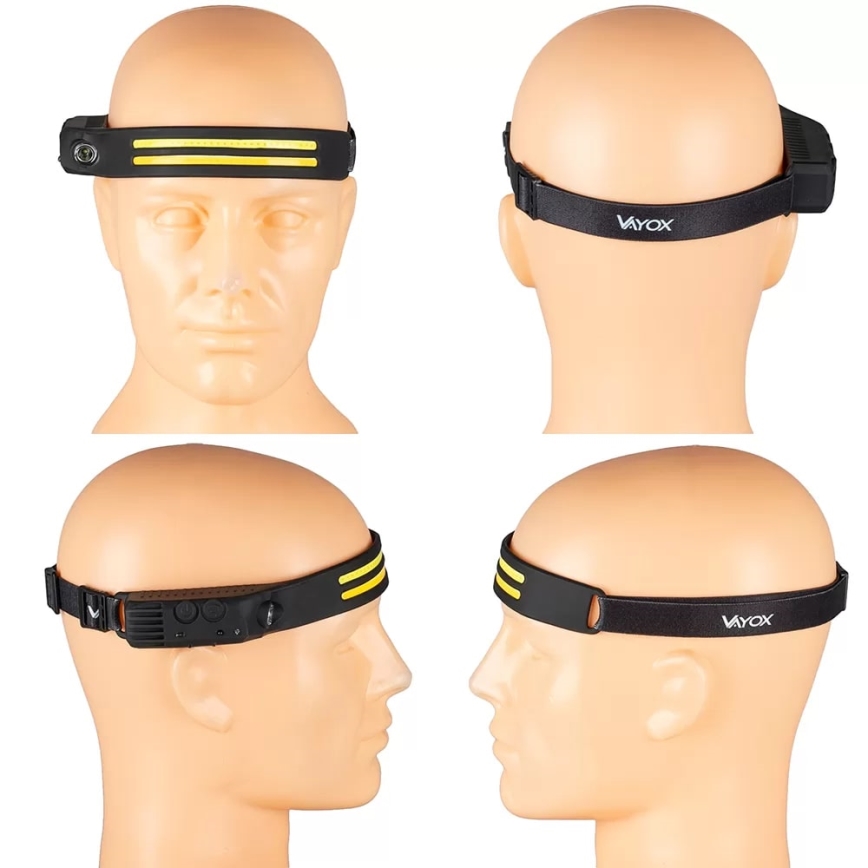 LED Dimbaar oplaadbaar hoofdlamp met sensor 3xLED/5V IP44 300 glanzend 1200 mAh