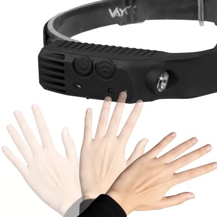 LED Dimbaar oplaadbaar hoofdlamp met sensor 3xLED/5V IP44 300 glanzend 1200 mAh