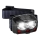 LED Dimbaar oplaadbaar hoofdlamp met sensor en rood licht 2xLED/5W/5V/3xAAA IP65 500 glanzend 1200 mAh