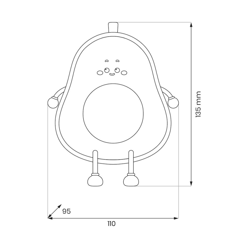 LED-dimbaar oplaadbaar aanraakgevoelig nachtlampje voor kinderen AVOCADO LED/1W/5V 1200 mAh
