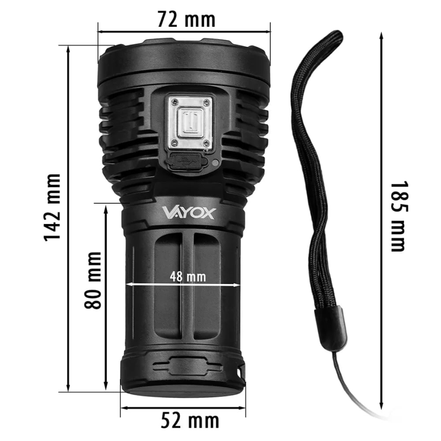 LED Dimbaar oplaadbaar zaklamp LED/5V IPX4 600 glanzend 1200 mAh